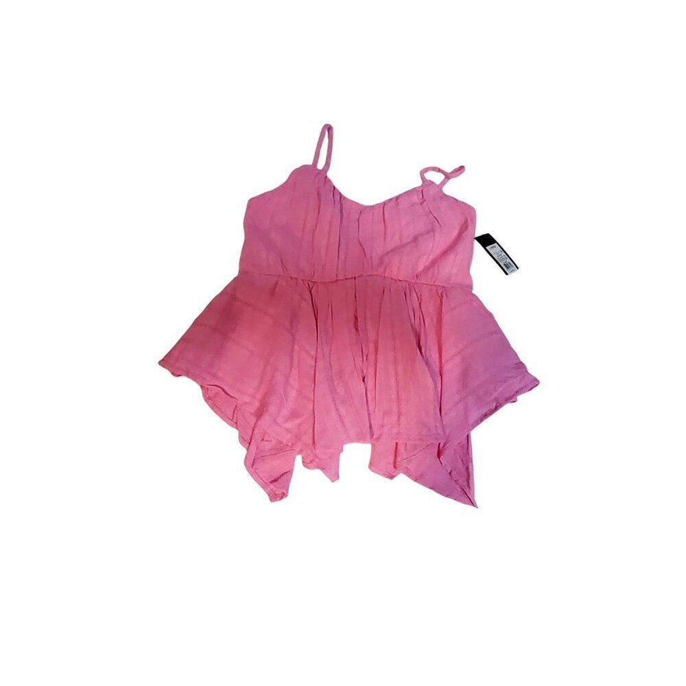 Girls Pink Handkerchief Hem Peplum Top L 10/12 Art Class Cotton Blend Sleeveless